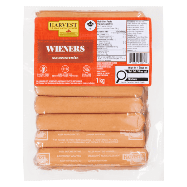 A package of barbecue wieners on a white background