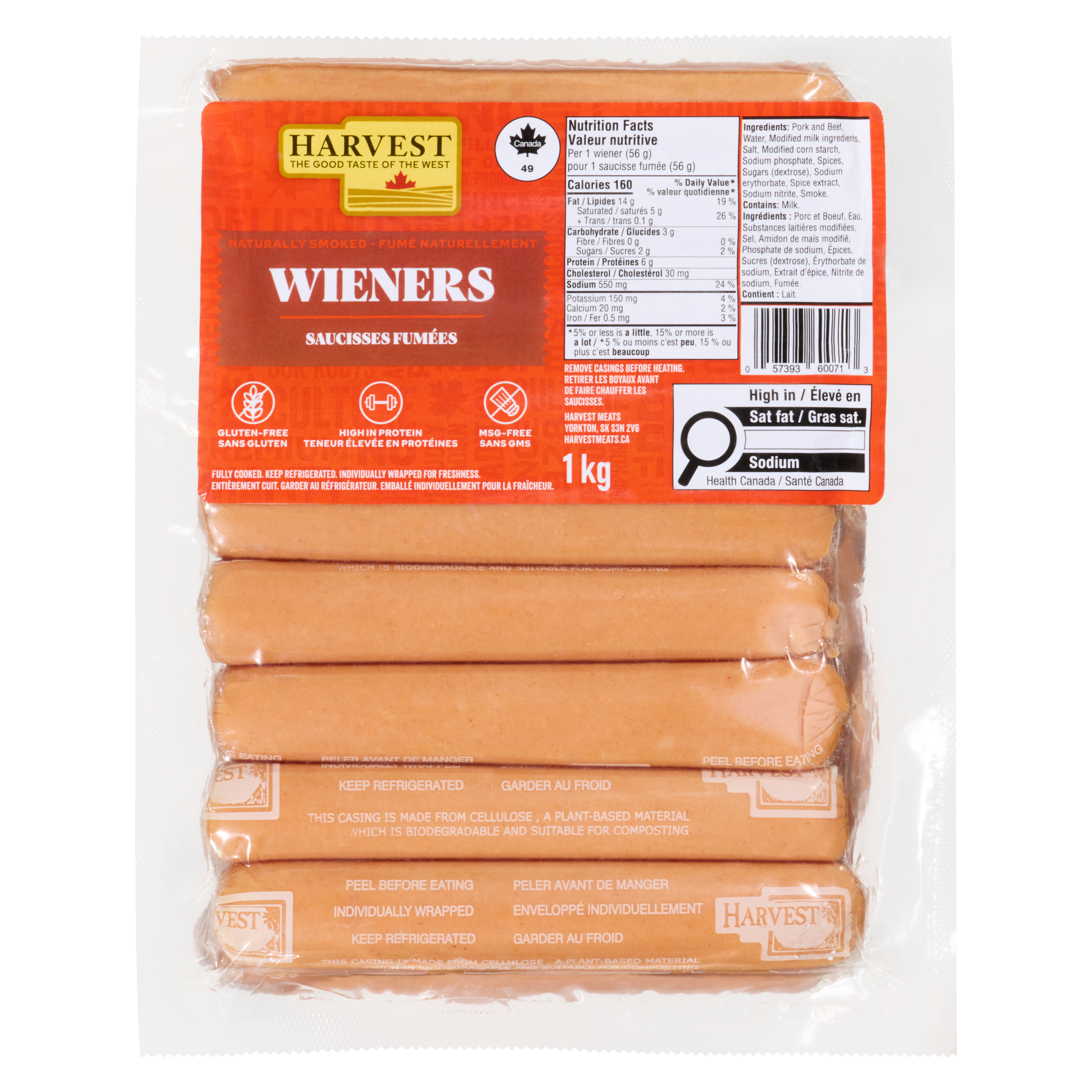 A package of barbecue wieners on a white background