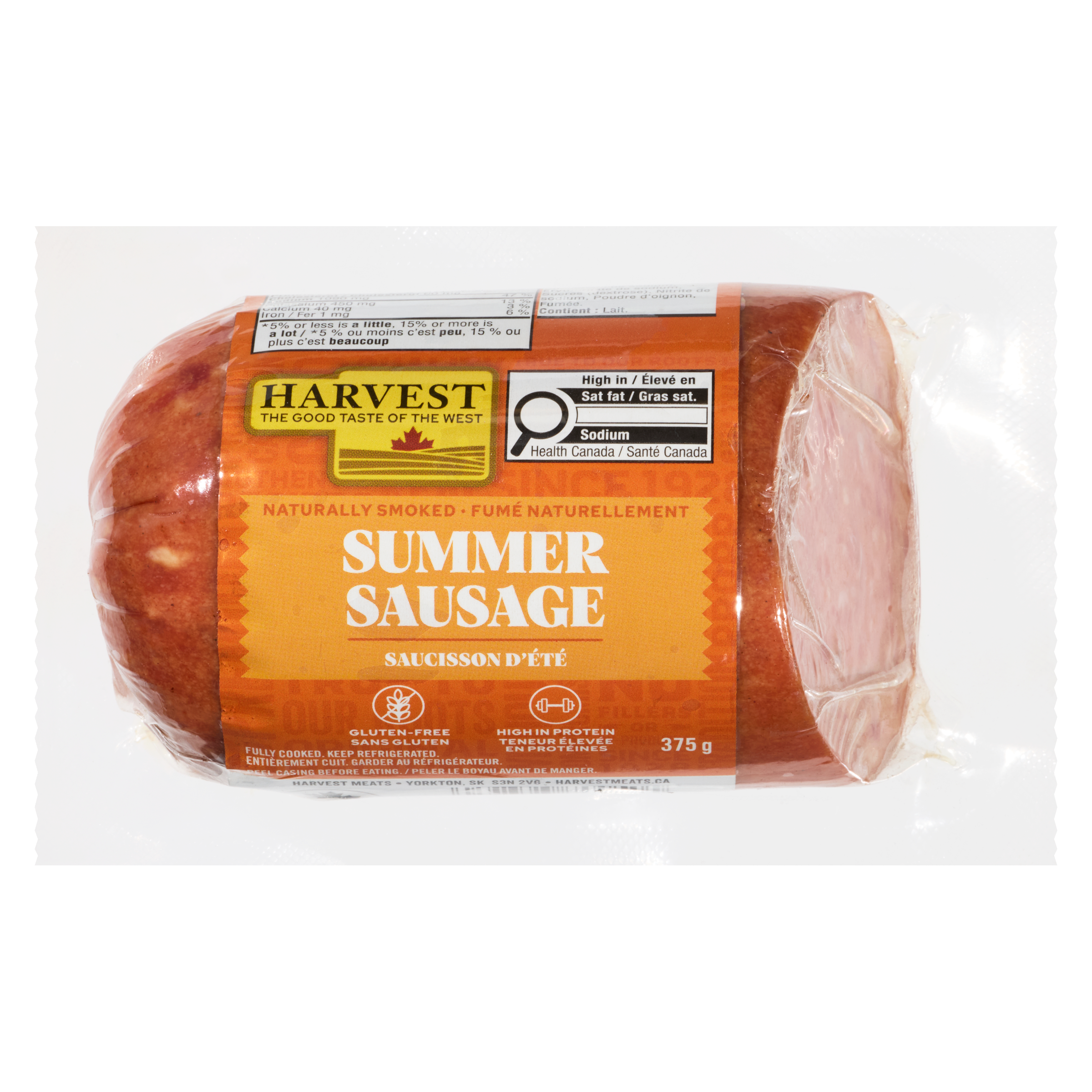 Sausage package on white background.