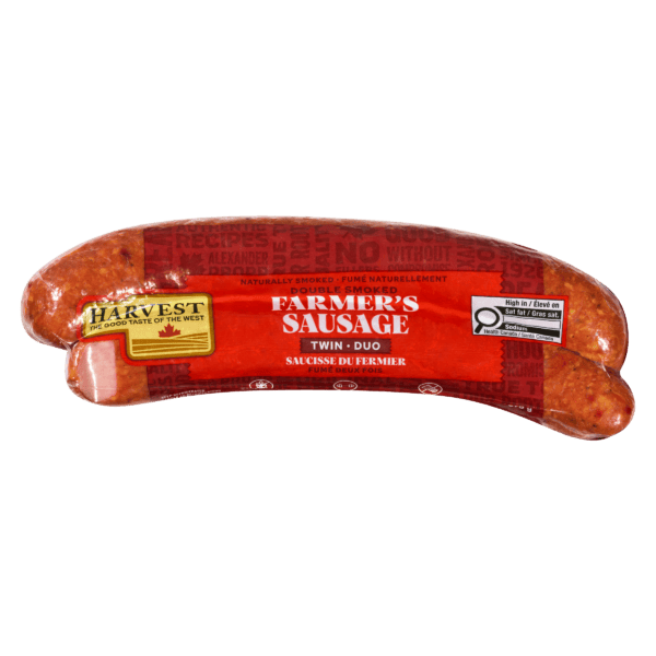 Sausage package on white background.
